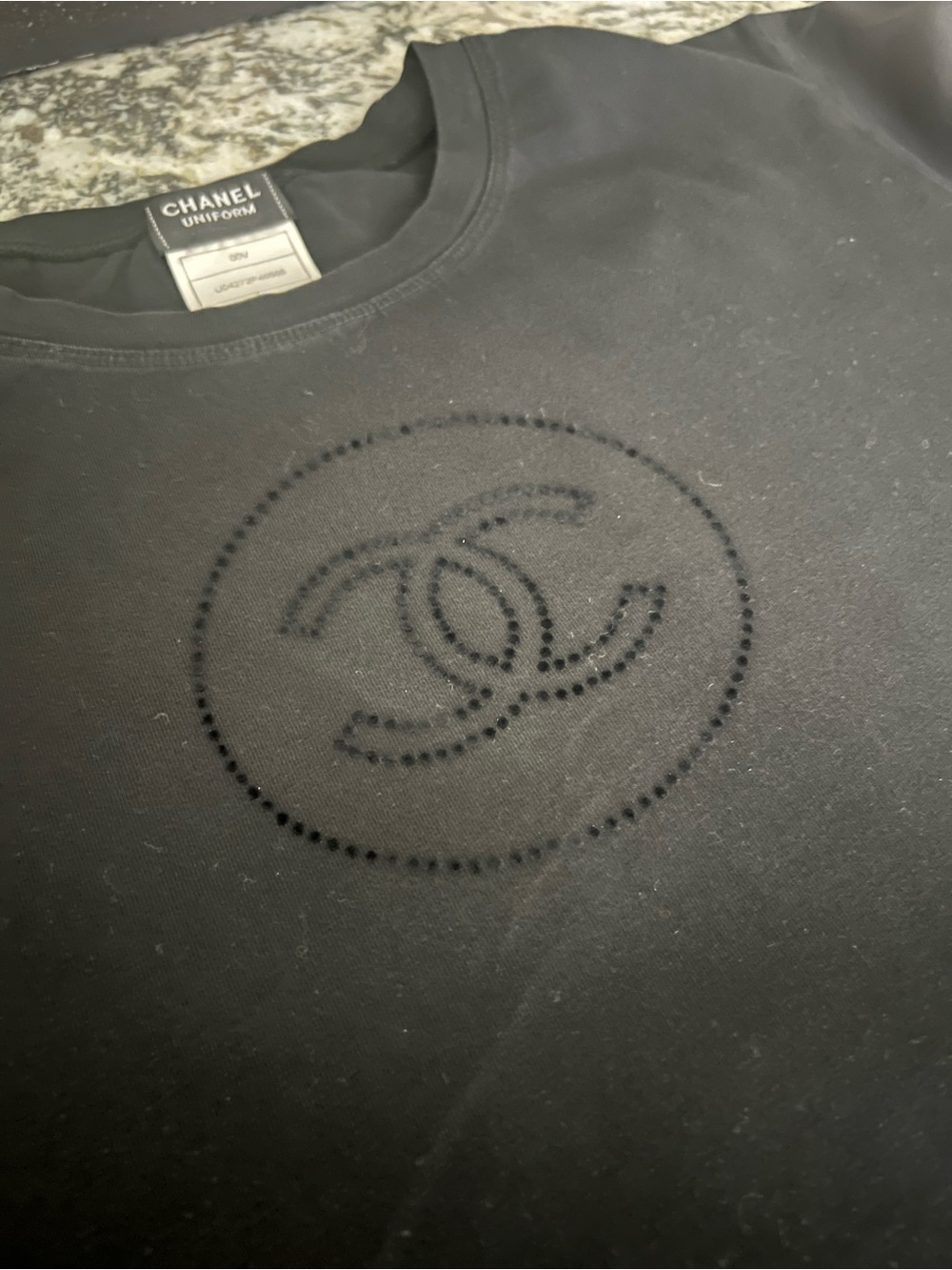 CHANEL Black Perforated CC Logo T-Shirt